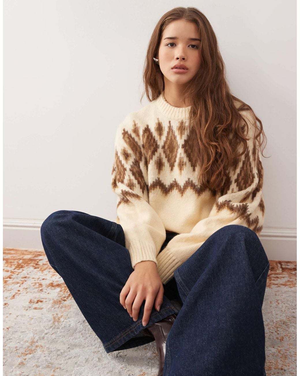 Reclaimed (vintage) Crew Neck Knitted Jumper in Blue | Lyst