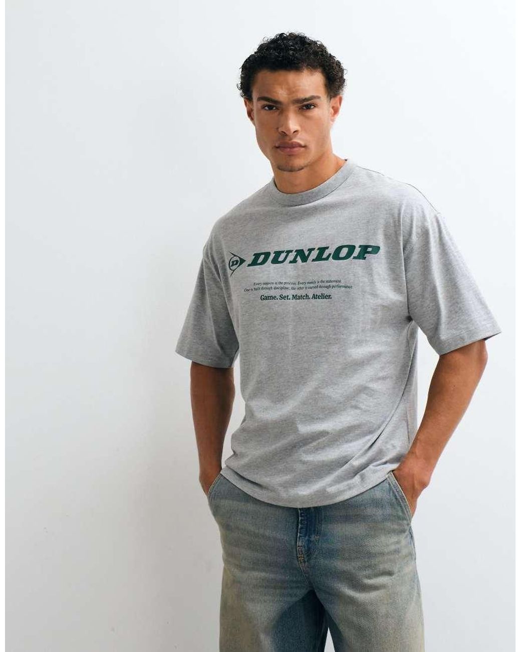ASOS Gray Oversized Tee With Dunlop Tennis for men