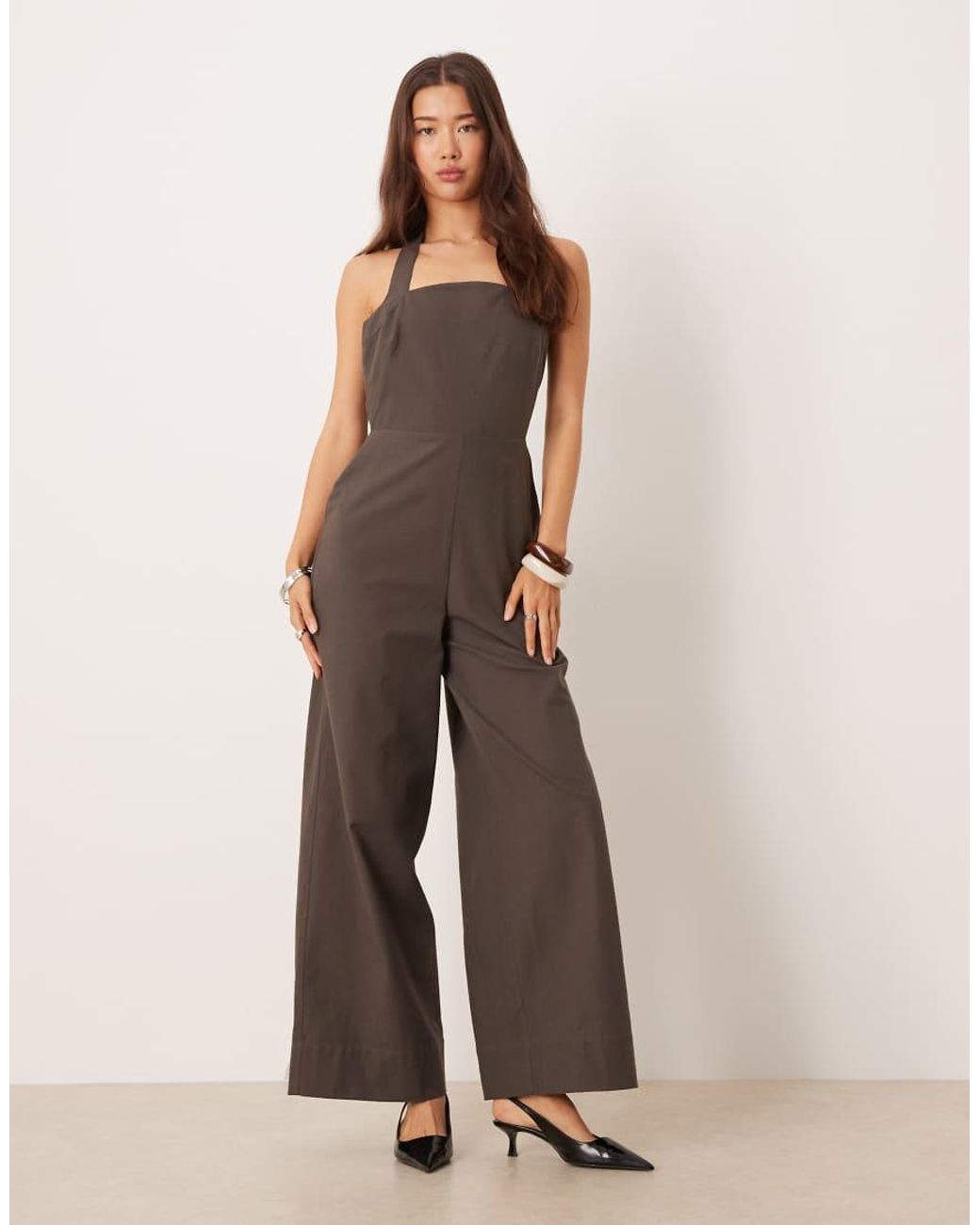 ASOS Natural Halter Neck Jumpsuit