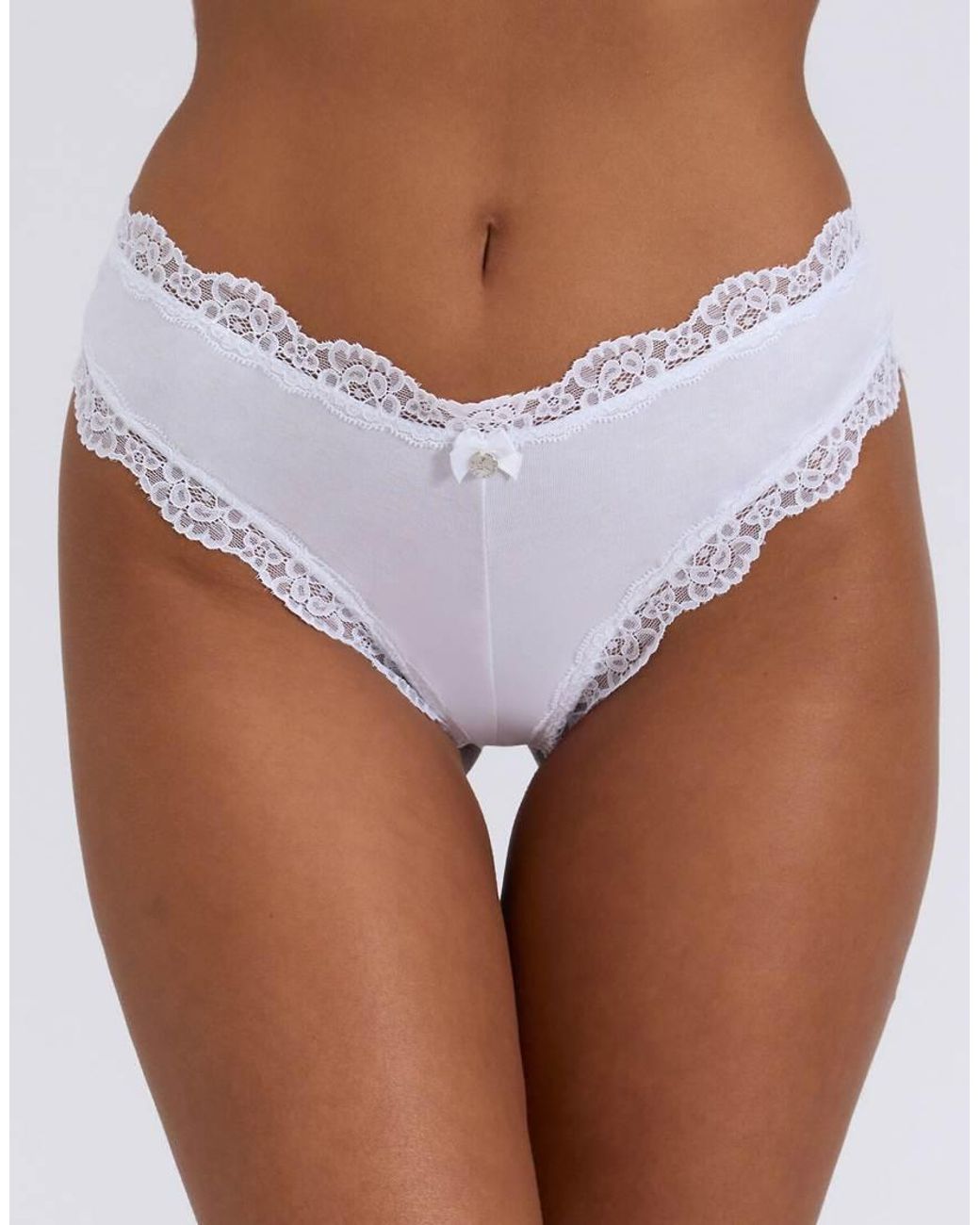 Boux Avenue Pink 3 Pack Tatiana Brazilian Knickers Floral Lace Trim Underwear