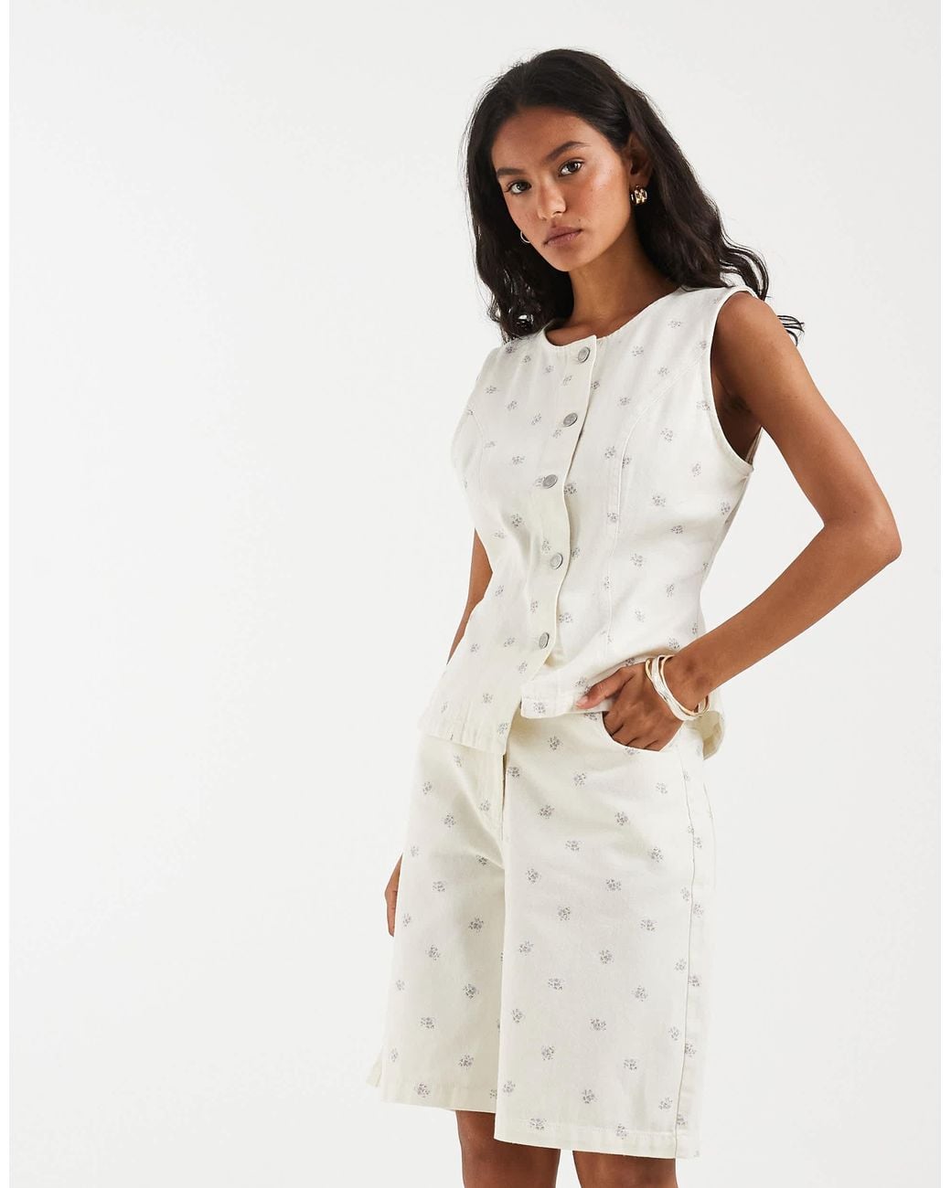 ONLY White – bermudashorts