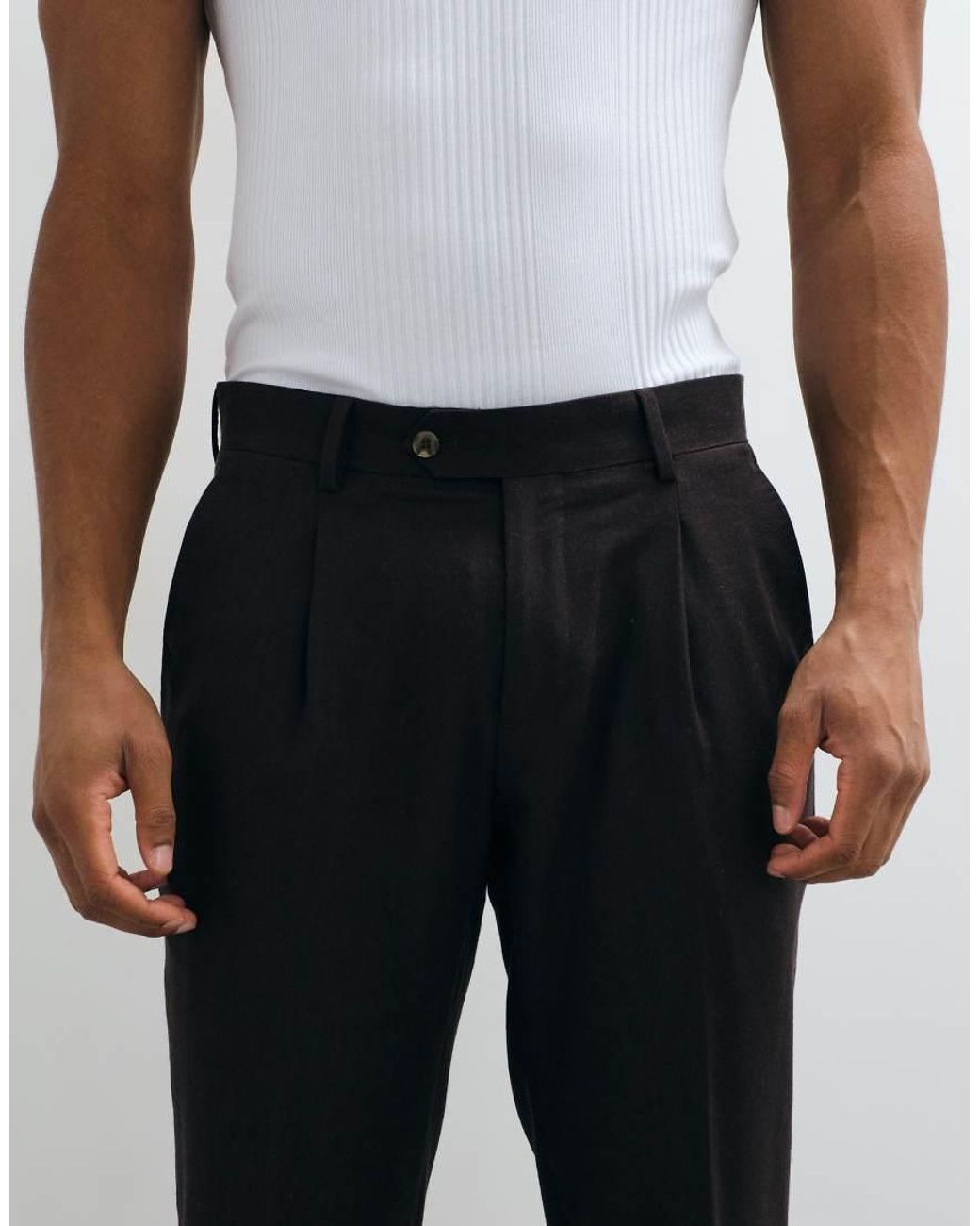 River Island Gray Linen Blend Suit Trousers for men