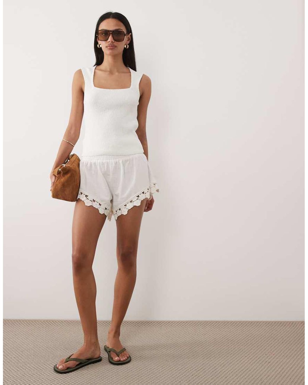 ASOS White Soft Square Textured Cami