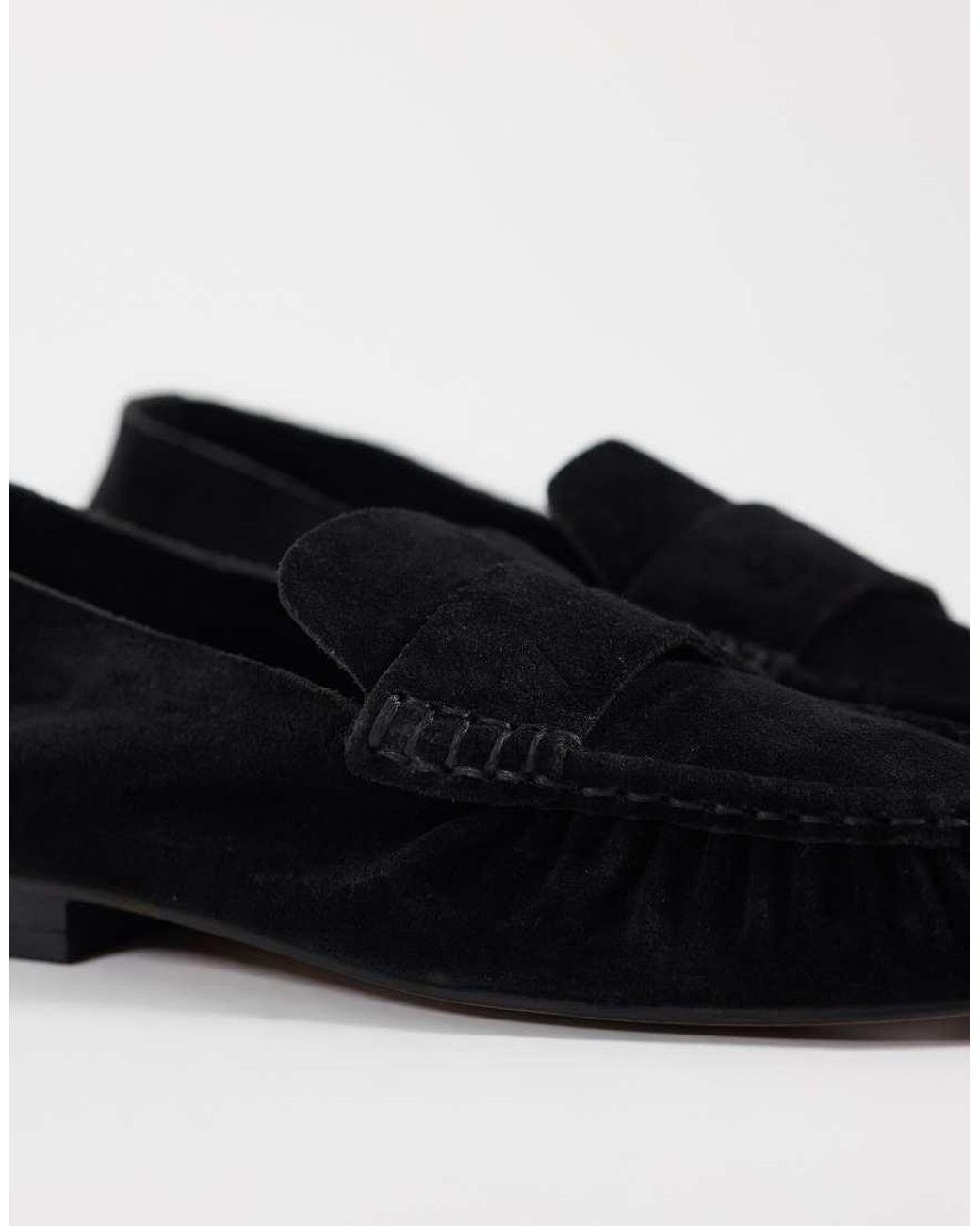 ASOS Black Marlowe Real Suede Softie Loafers