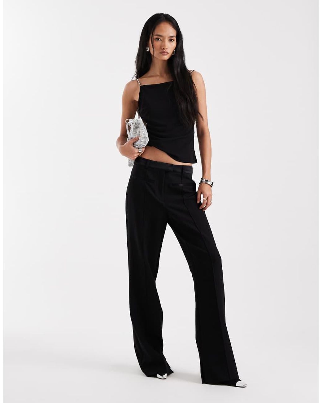 Vero Moda Black Slinky Jersey Cami Top With Diamante Embellished Straps