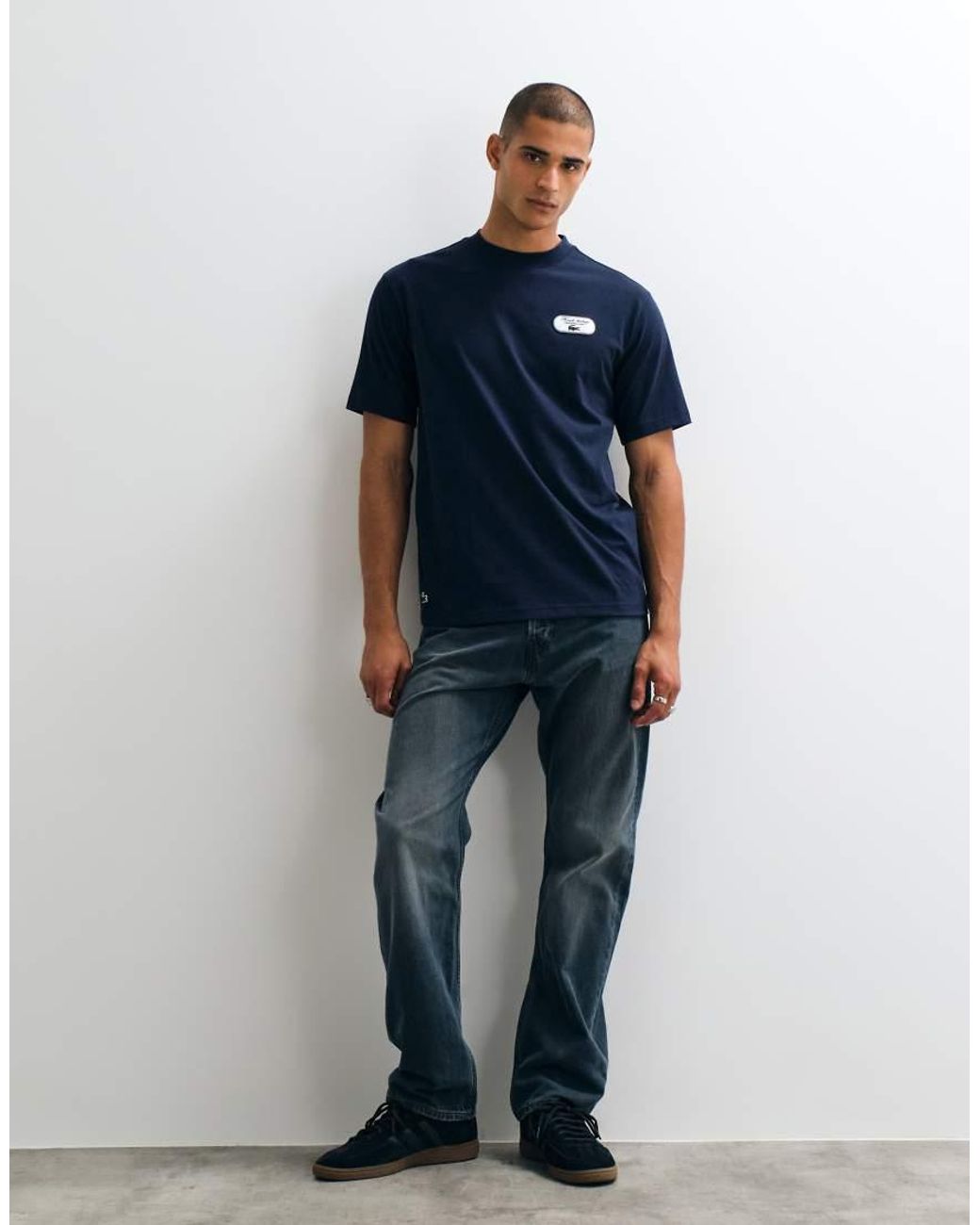 Lacoste Blue Tennis Heritage Badge Accent Back Graphic T-Shirt for men