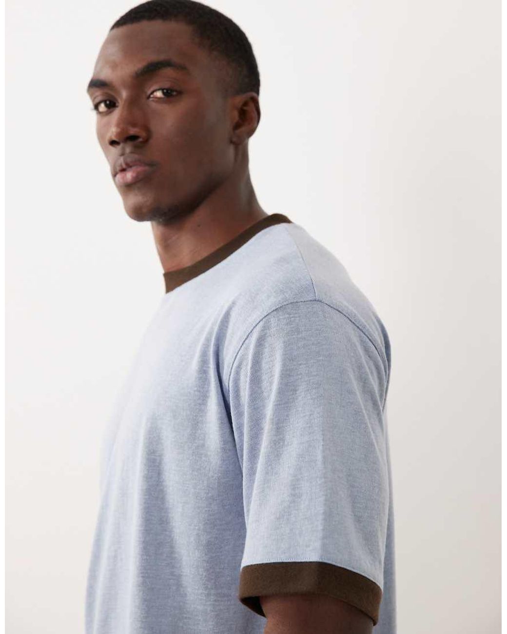 ASOS Gray Relaxed T-Shirt With Contrast Ringer for men