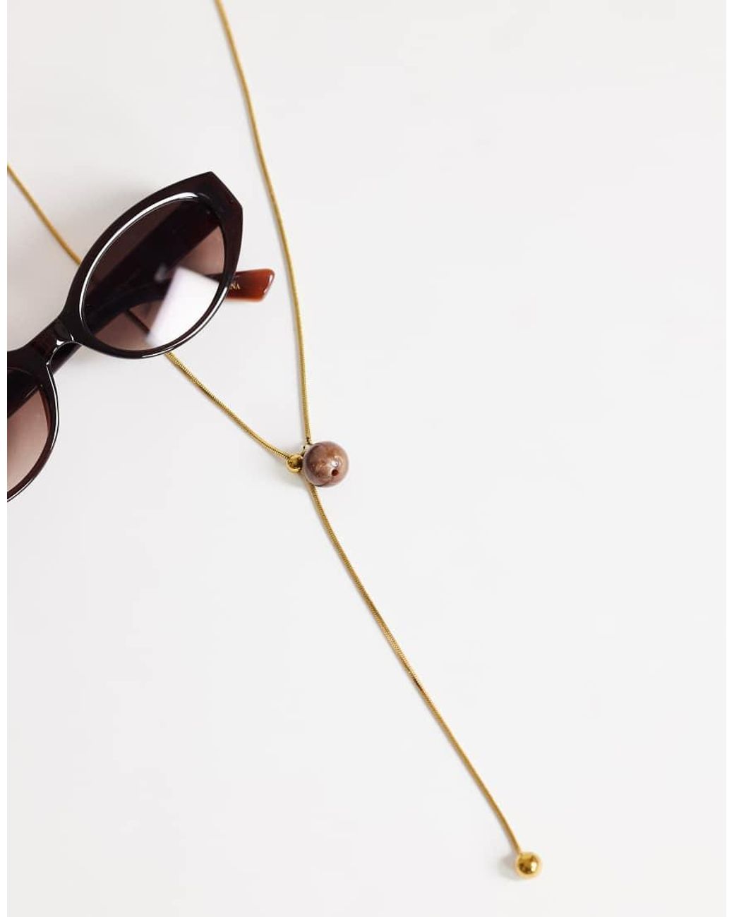 TOPSHOP Metallic Leah Lariat Necklace With Bead