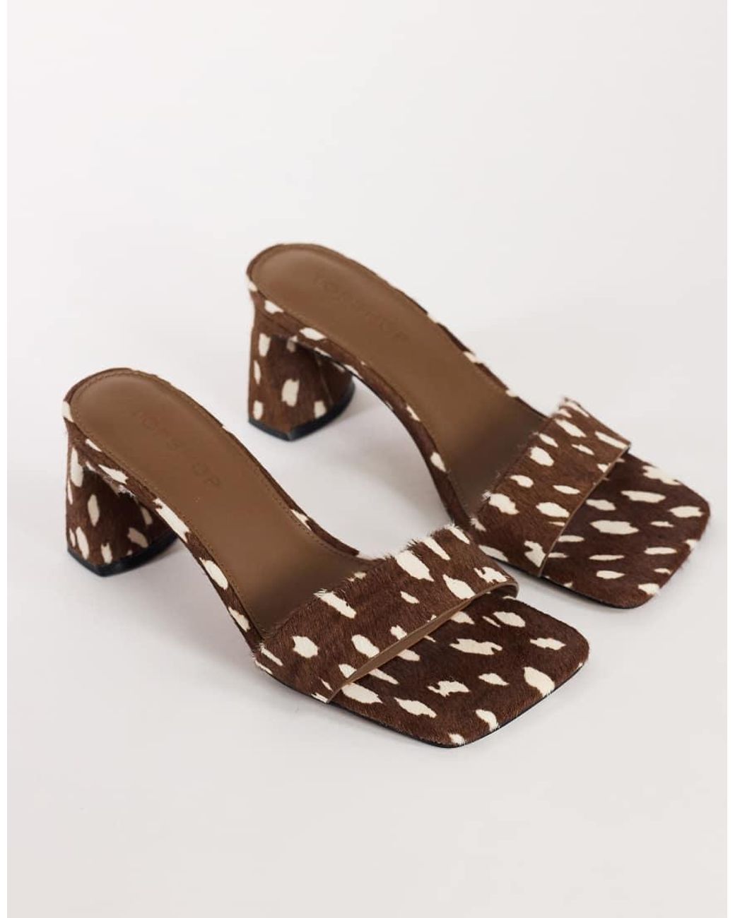 TOPSHOP Natural Nela Mid Heel Mule