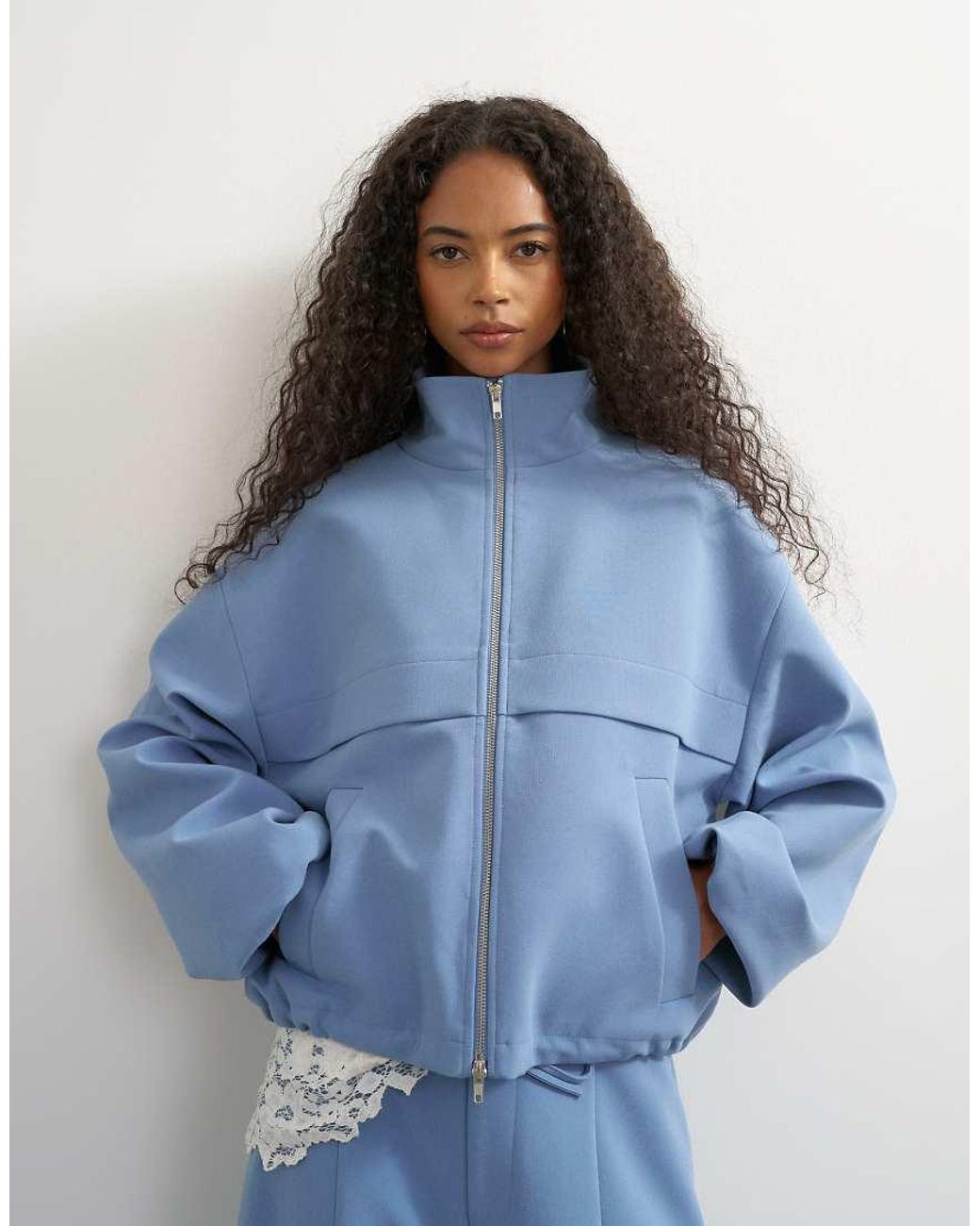 TOPSHOP Blue Co Ord Funnel Neck Jacket
