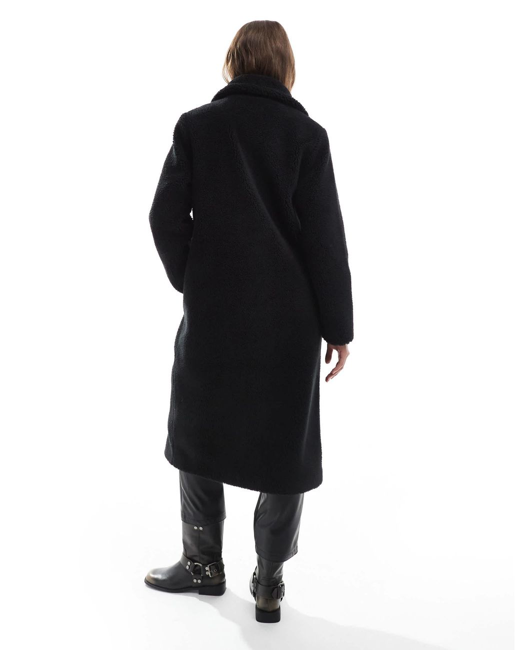 Threadbare Black Maxi Borg Coat