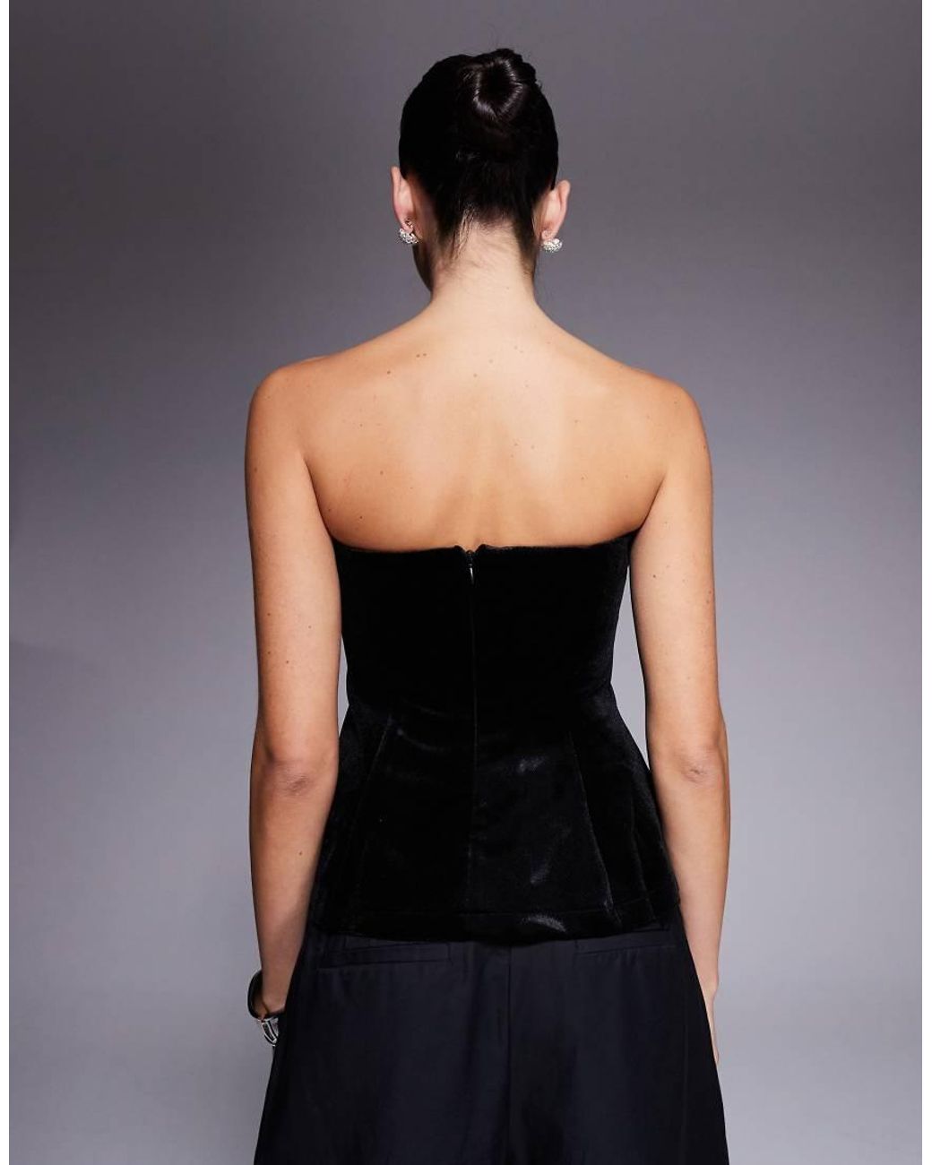 New Look Gray Velvet Gem Bandeau Top