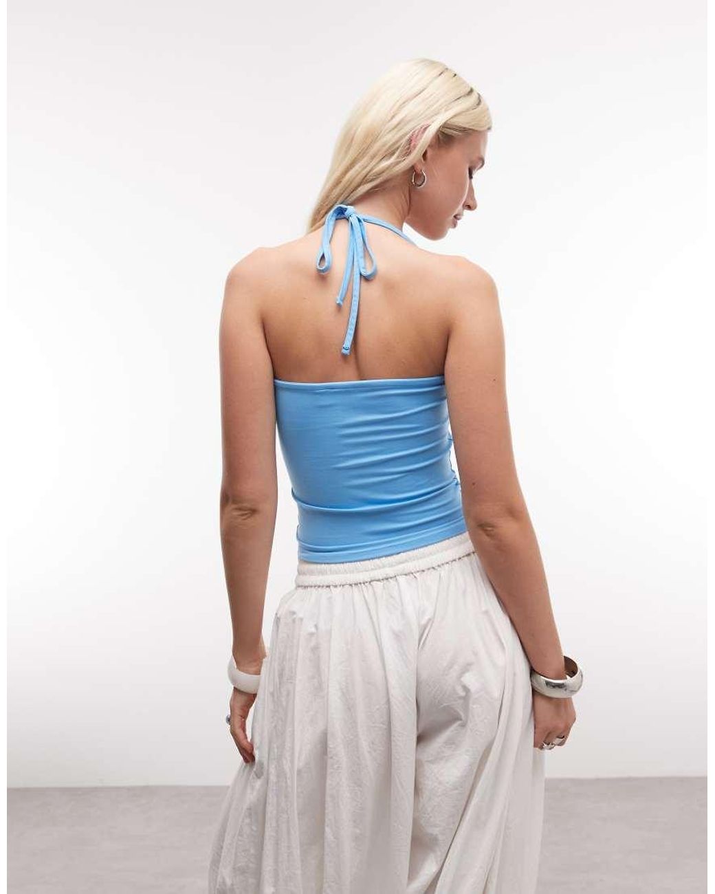 Collusion Blue Skinny Strap Halter Neck