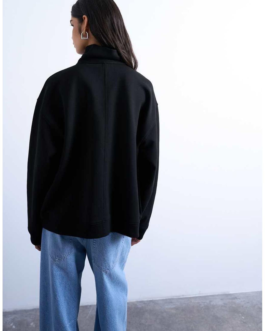 TOPSHOP Blue Quarter Zip Sweat