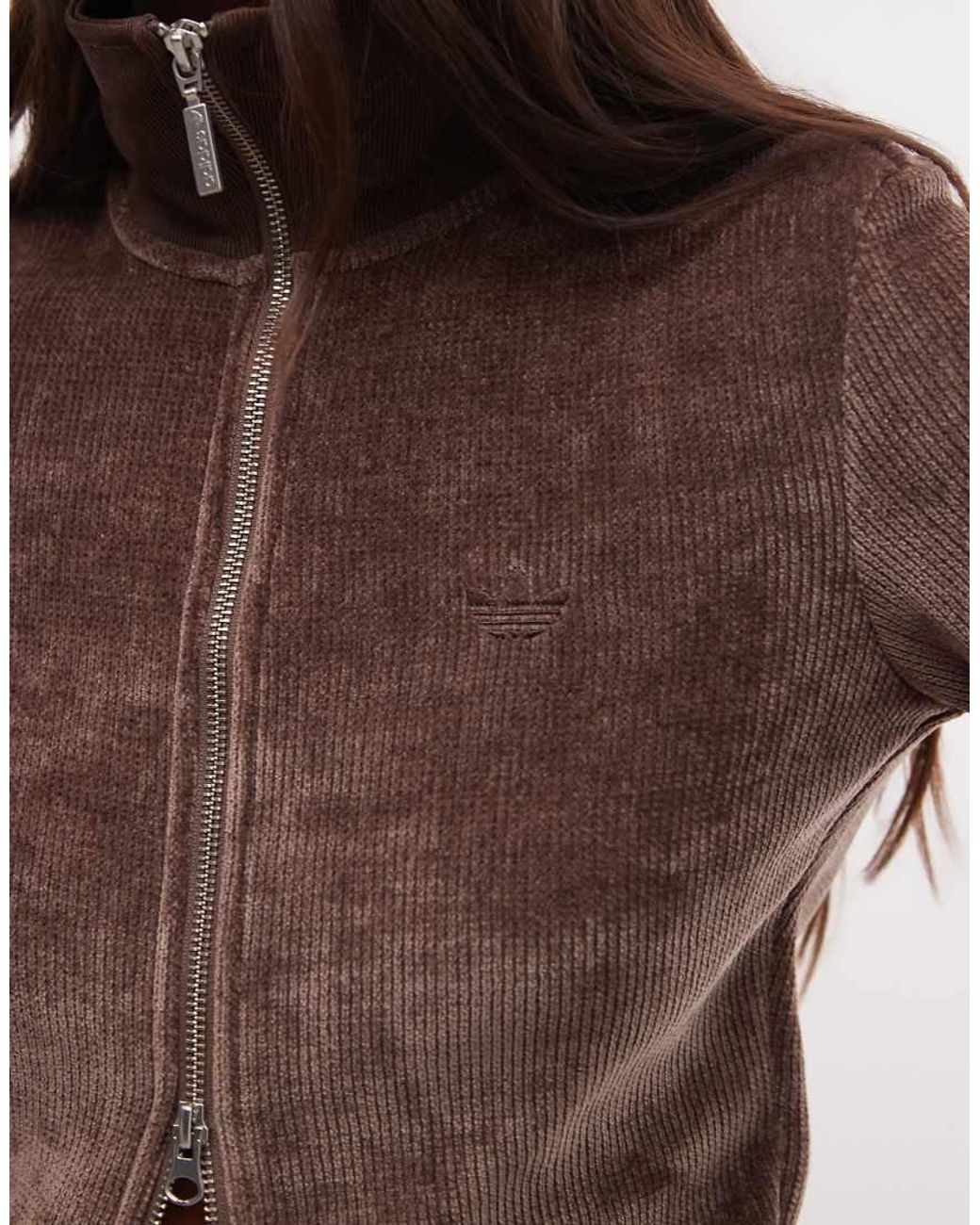 Adidas Originals Natural Chenille Zip Thru Cardigan