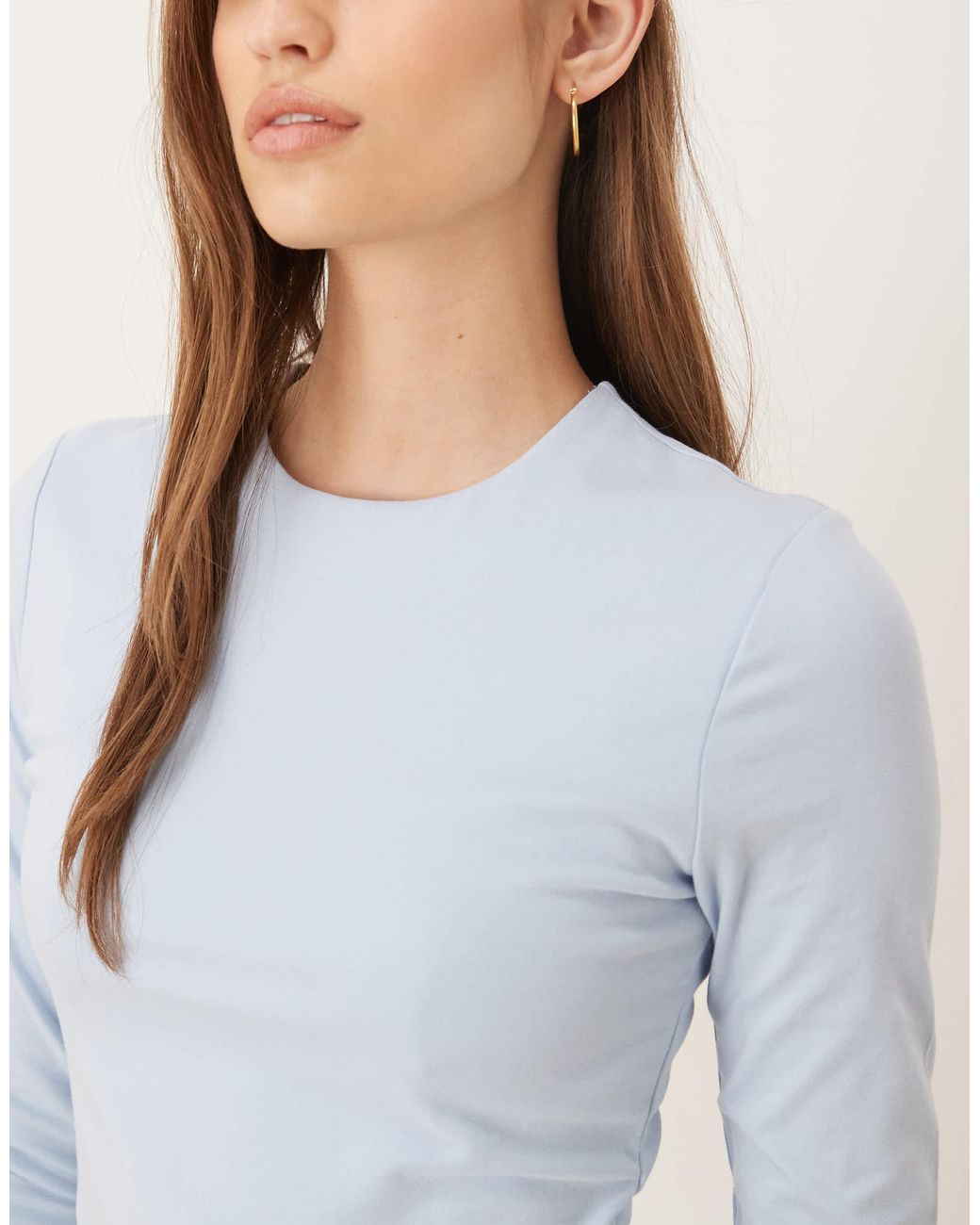 Abercrombie & Fitch White – nahtloses, knapp geschnittenes langärmliges shirt
