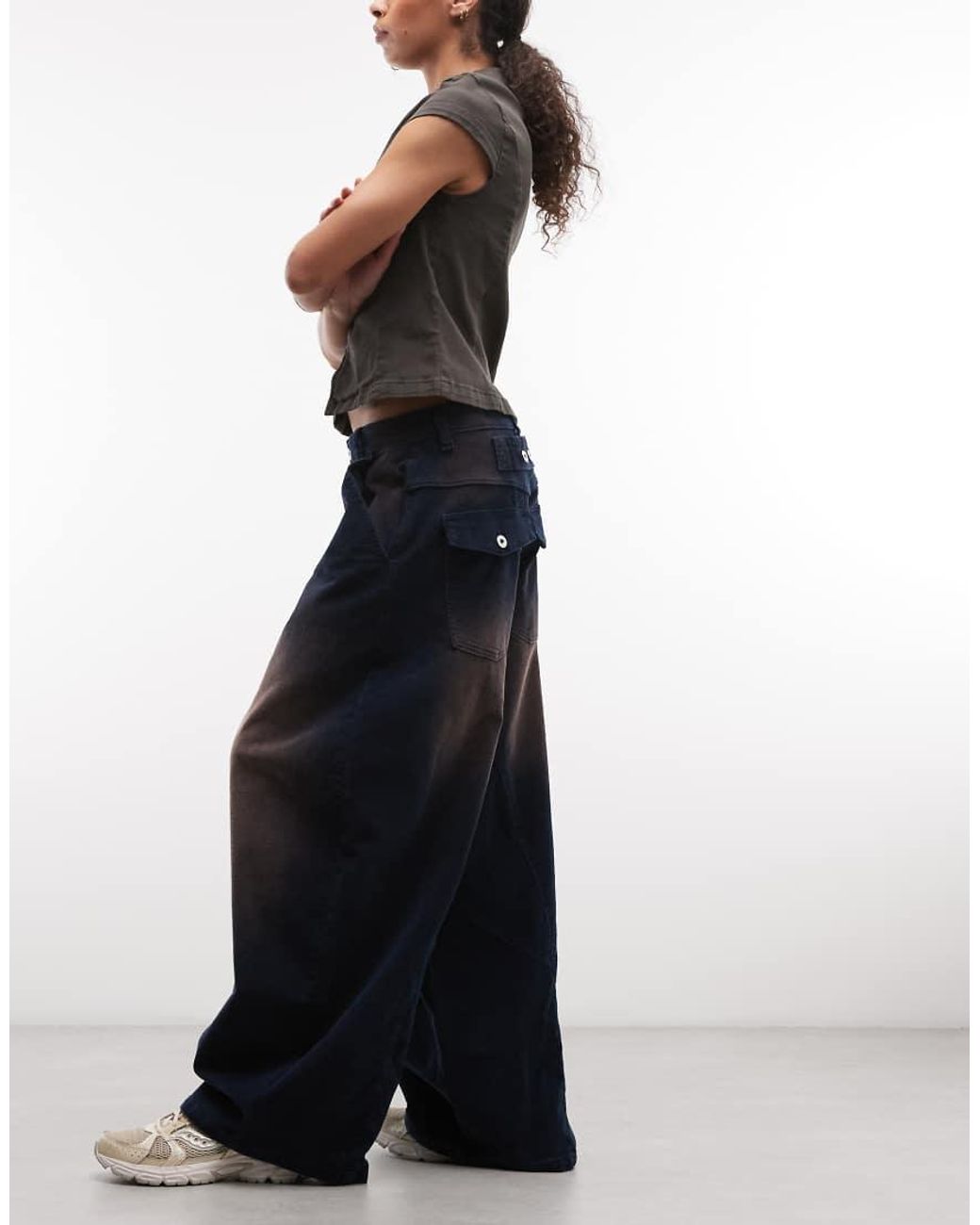 Collusion Blue Xl Balloon Cord Jeans With Contrast Stitch