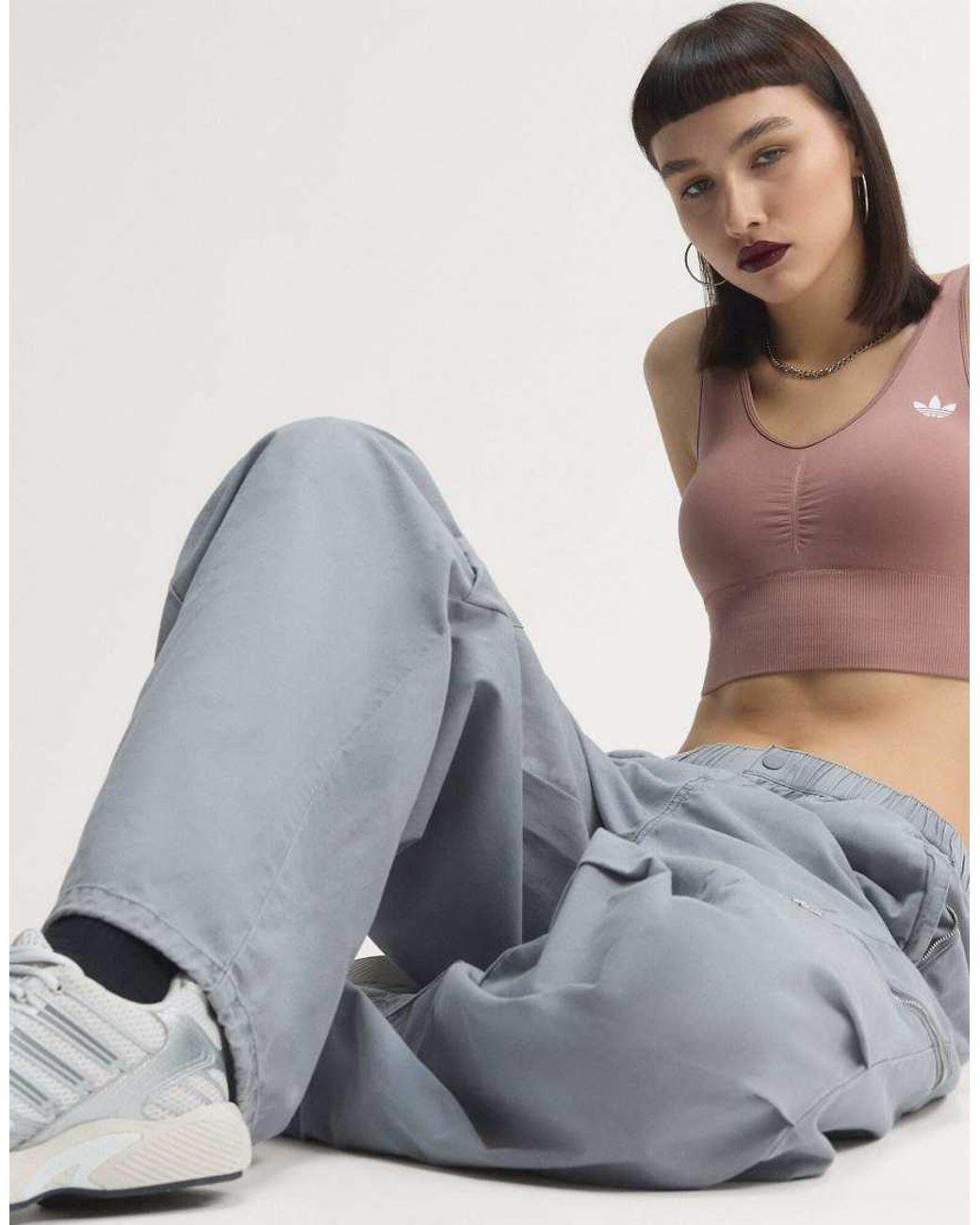 Adidas Originals Brown Essentials 3 Stripes Seamless Bralette