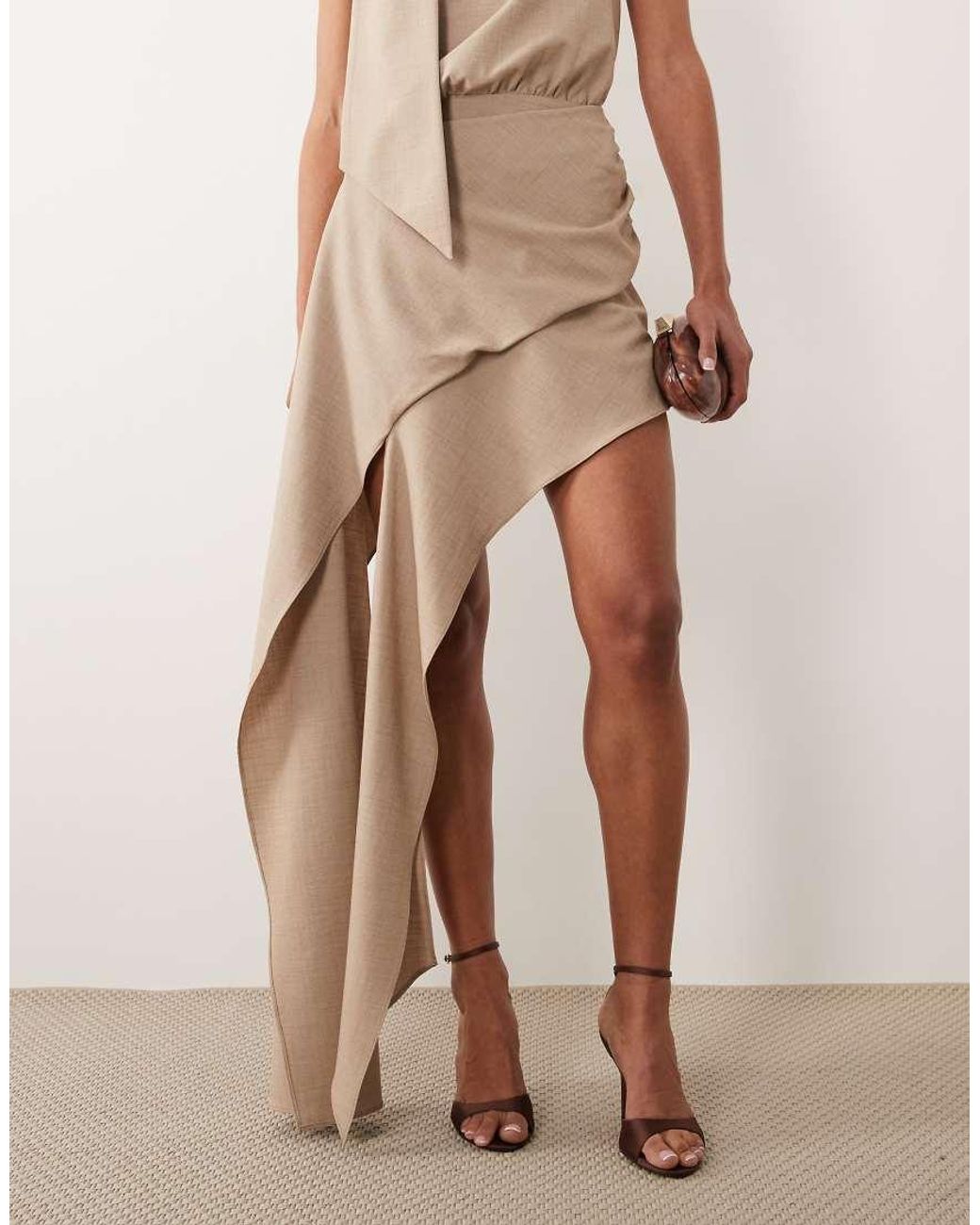 ASOS Natural Asos X The Sourced Collection Asymmetric Mini Skirt