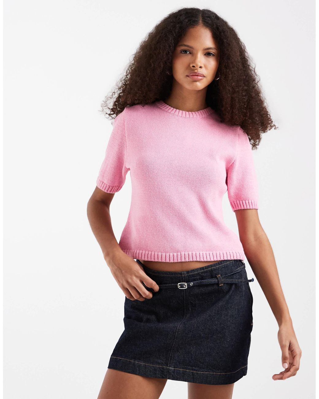ASOS Pink Knitted Shrunken Top