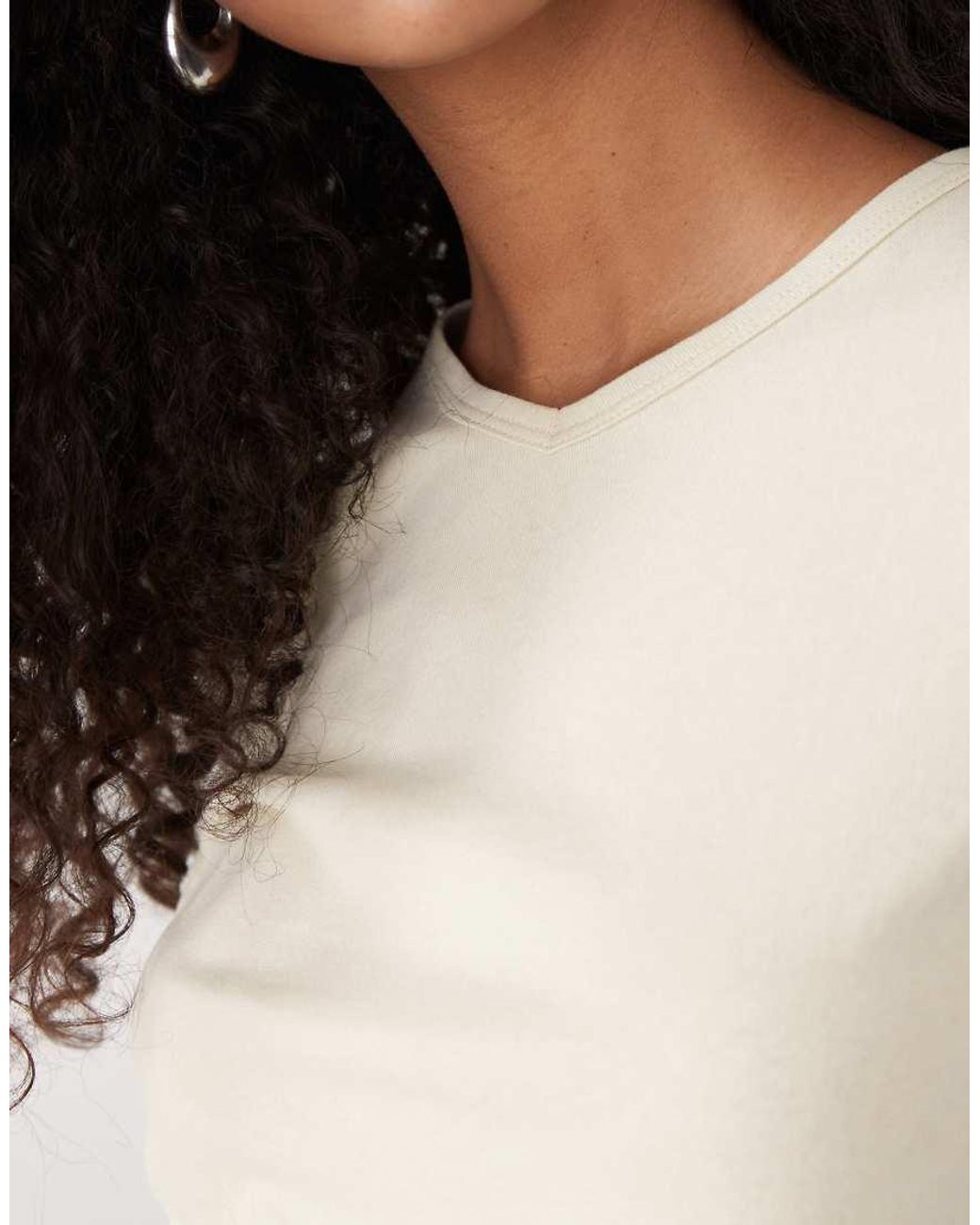 Weekday Yellow Fleur V-neck Slim T-shirt