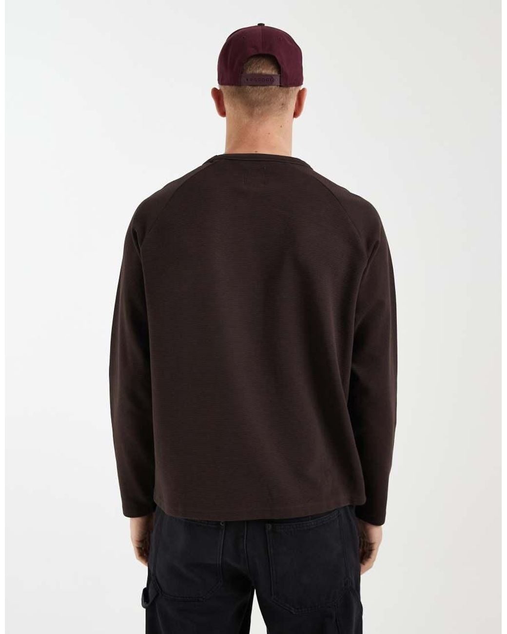 Redefined Rebel Black Oversized Crew Neck Jumper With Pocket Detail for men