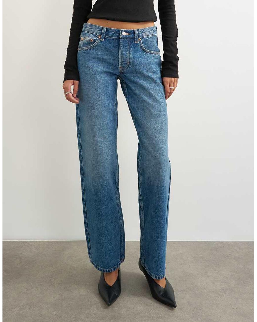 TOPSHOP Blue Ember Low Rise Relaxed Straight Jean