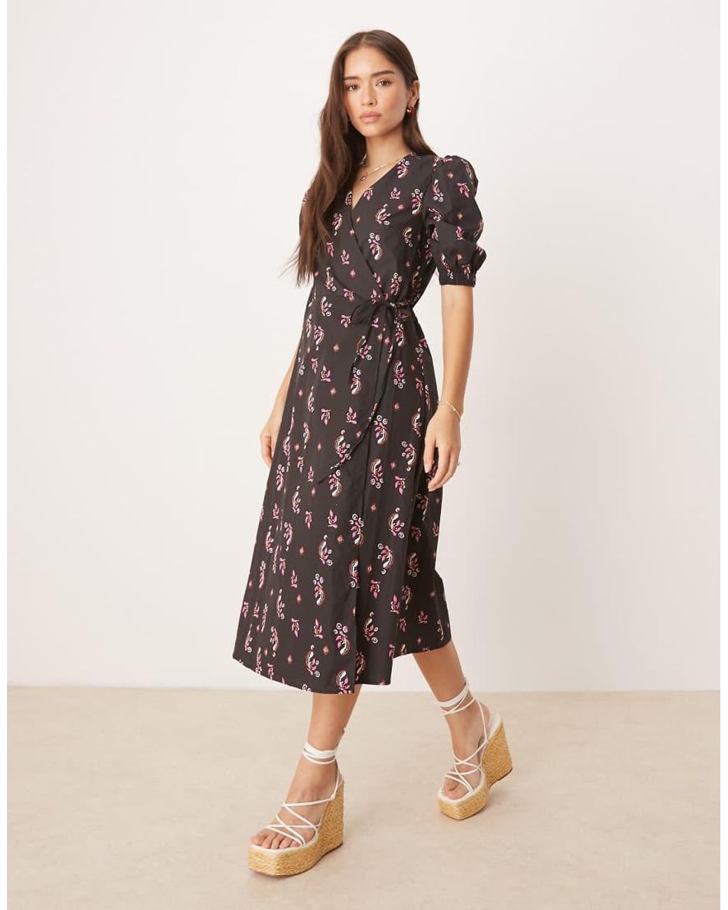 Glamorous Natural Wrap Midi Dress