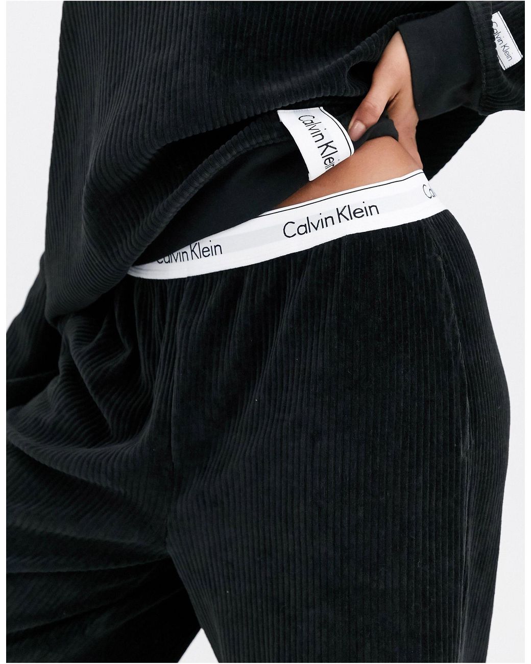 Calvin klein wide leg velvet jogging pants sale