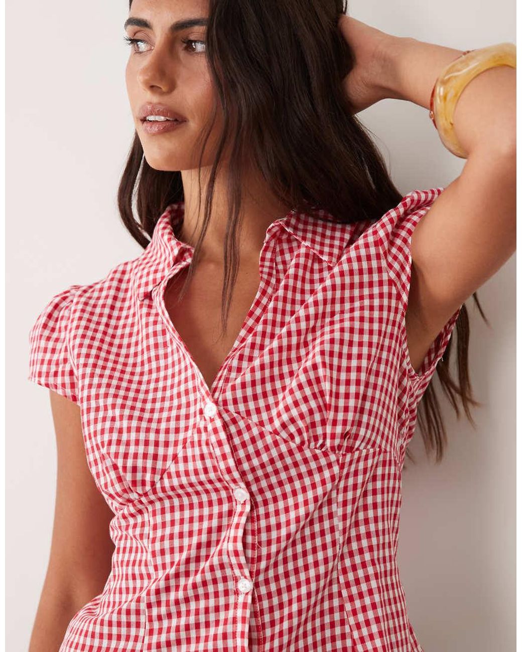 Miss Selfridge Red Short Sleeve Fitted Shirt