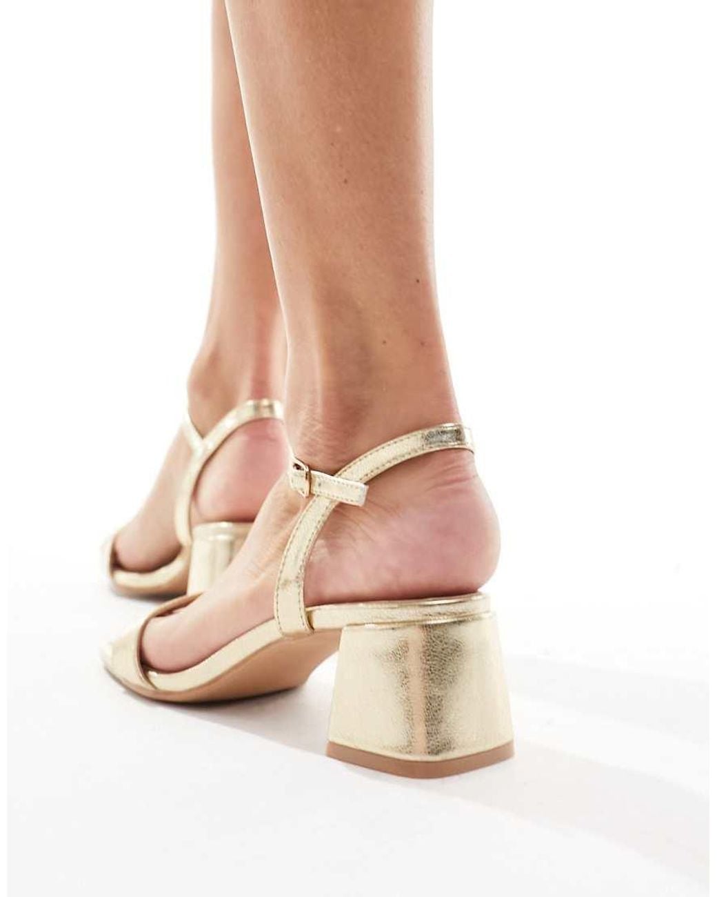Glamorous White Low Block Heeled Sandals