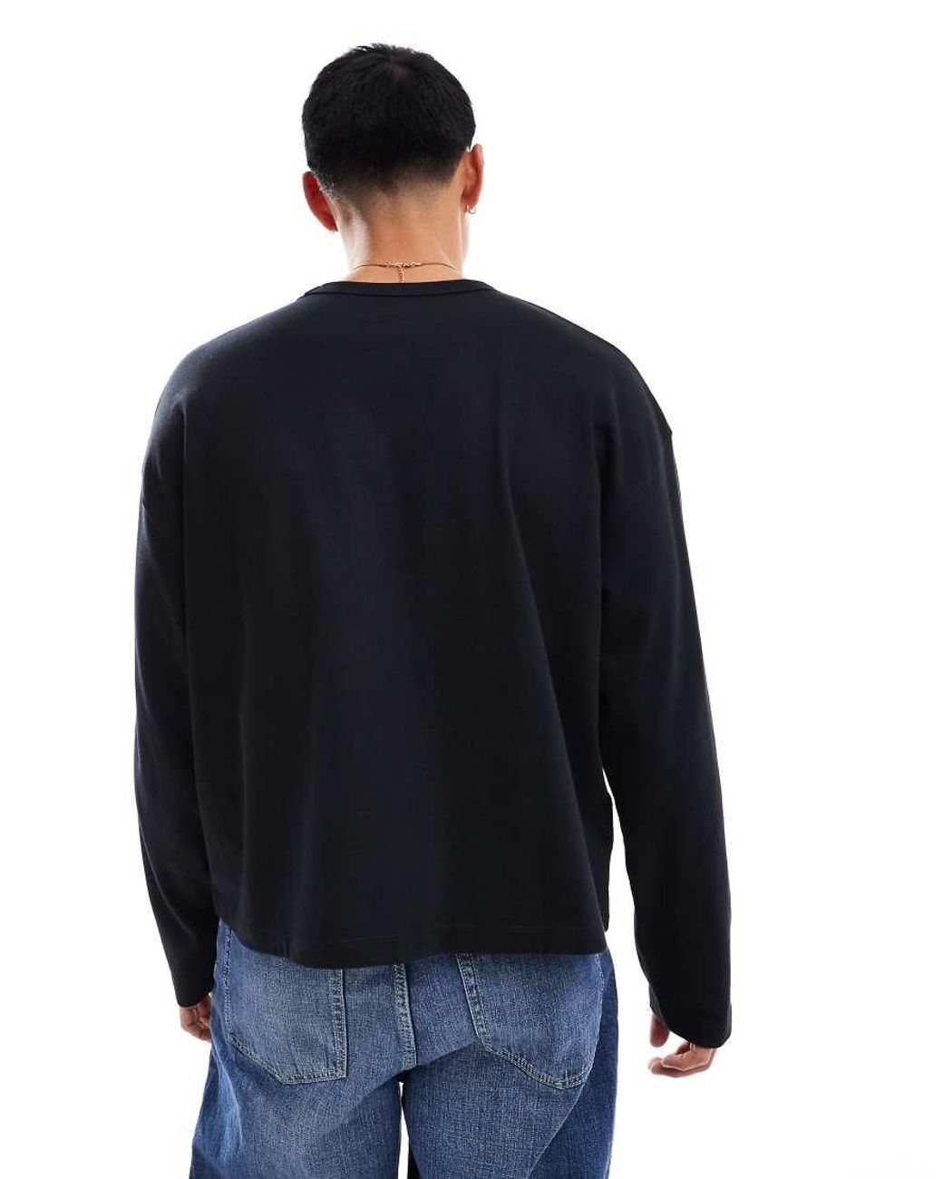 ASOS Blue Heavyweight Boxy Oversized Long Sleeve T-shirt for men