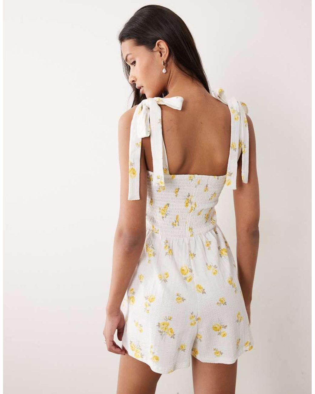 Miss Selfridge Natural Tie Shoulder Playsuit