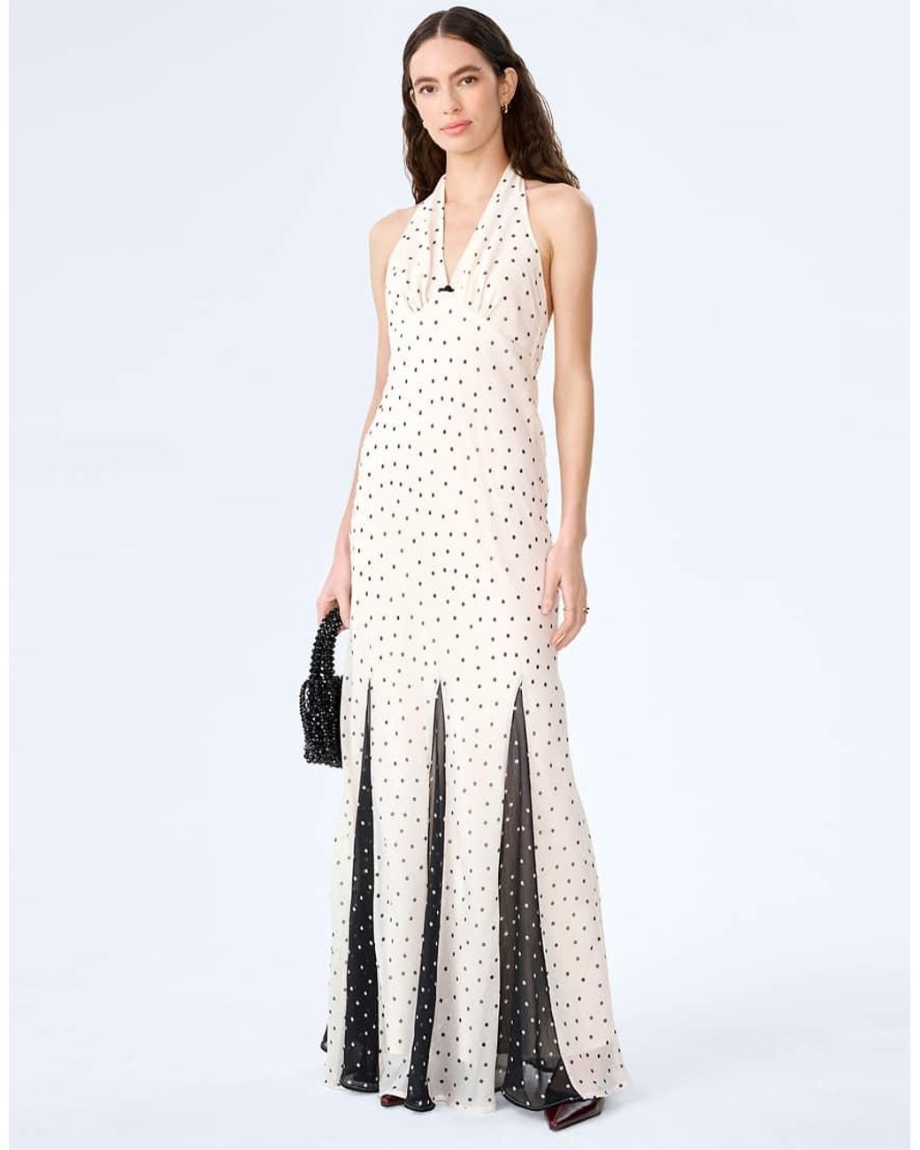 OMNES White Dresses Vivi Halterneck Chiffon Maxi Dress