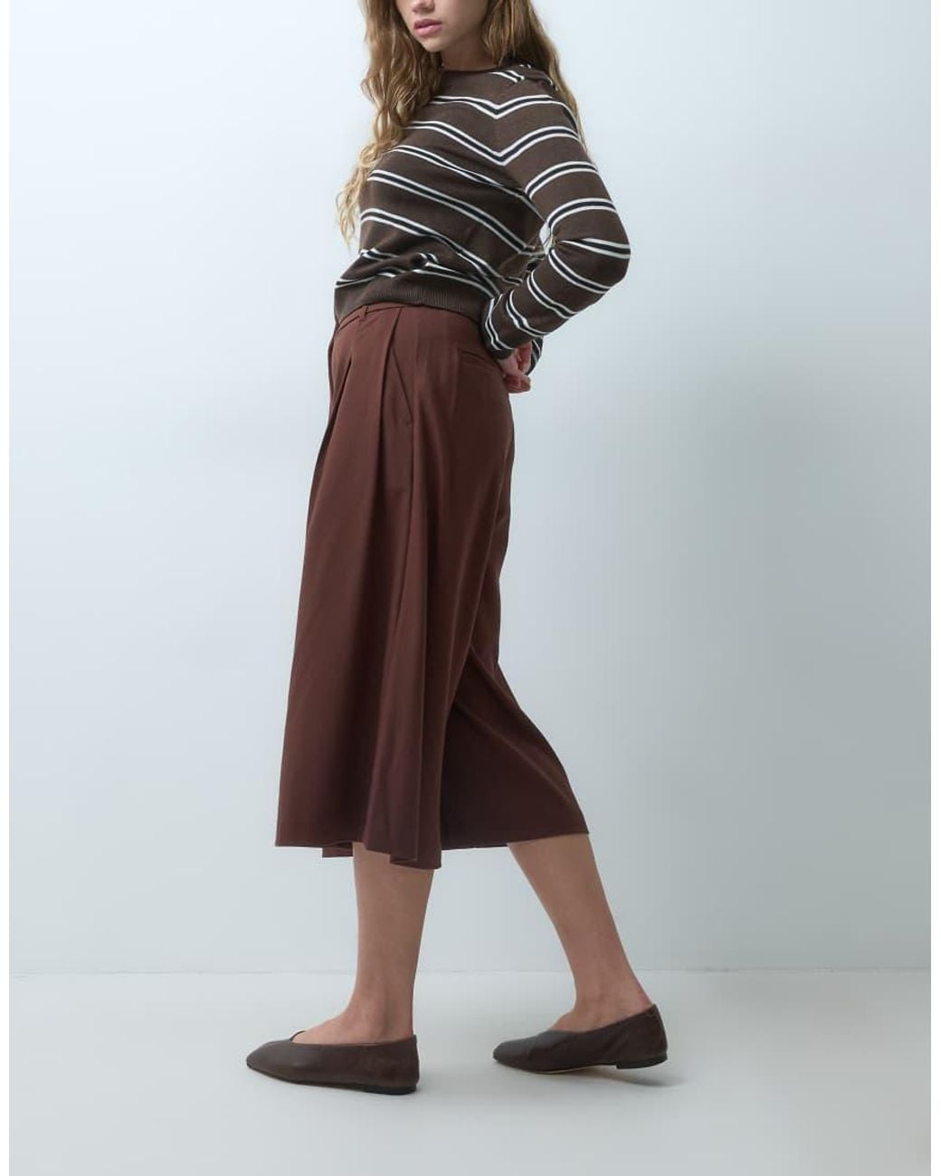 ASOS Brown Tailored High Waist Culotte Pants