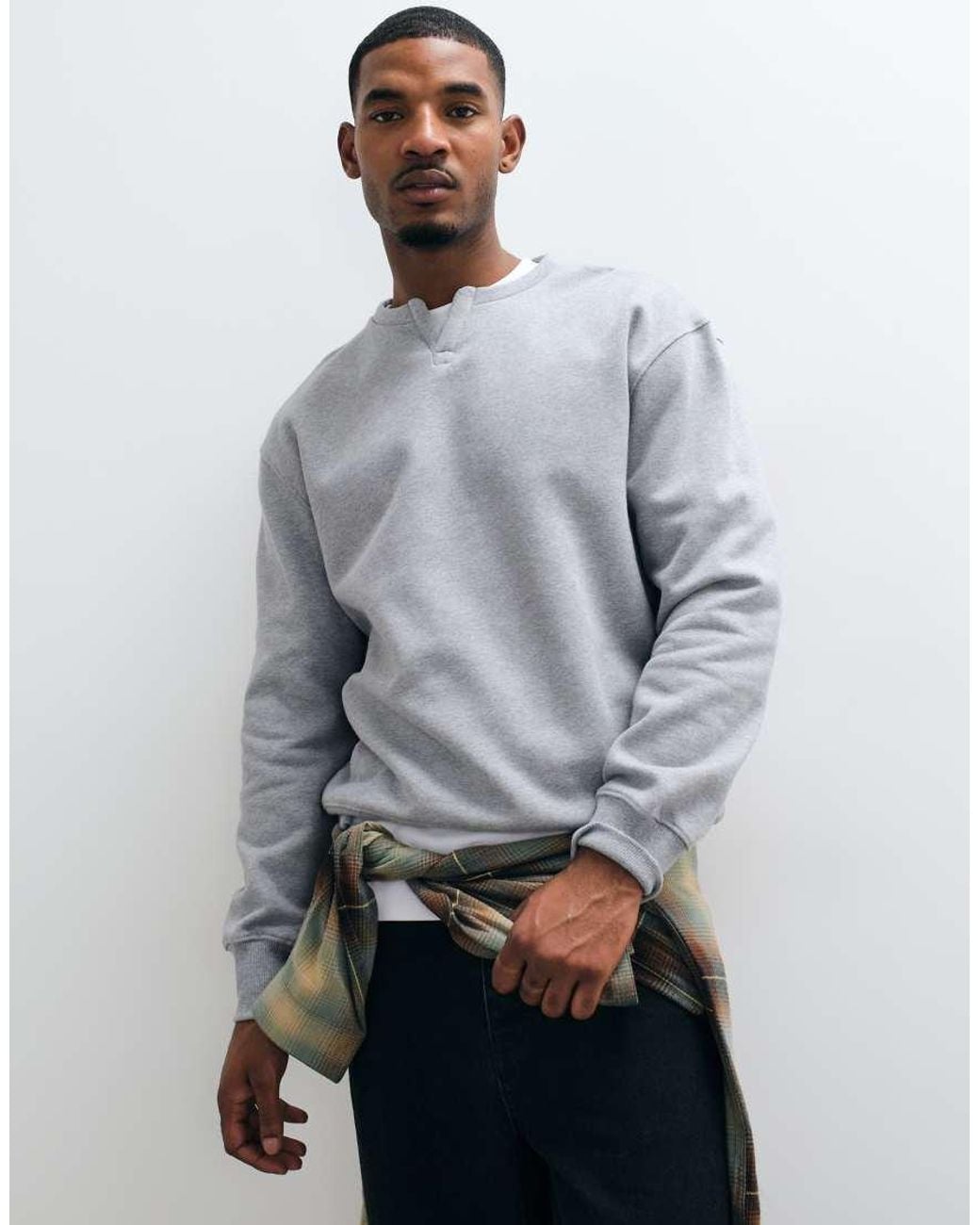 ASOS White Oversized Premium Heavyweight Notch Neck Crew for men