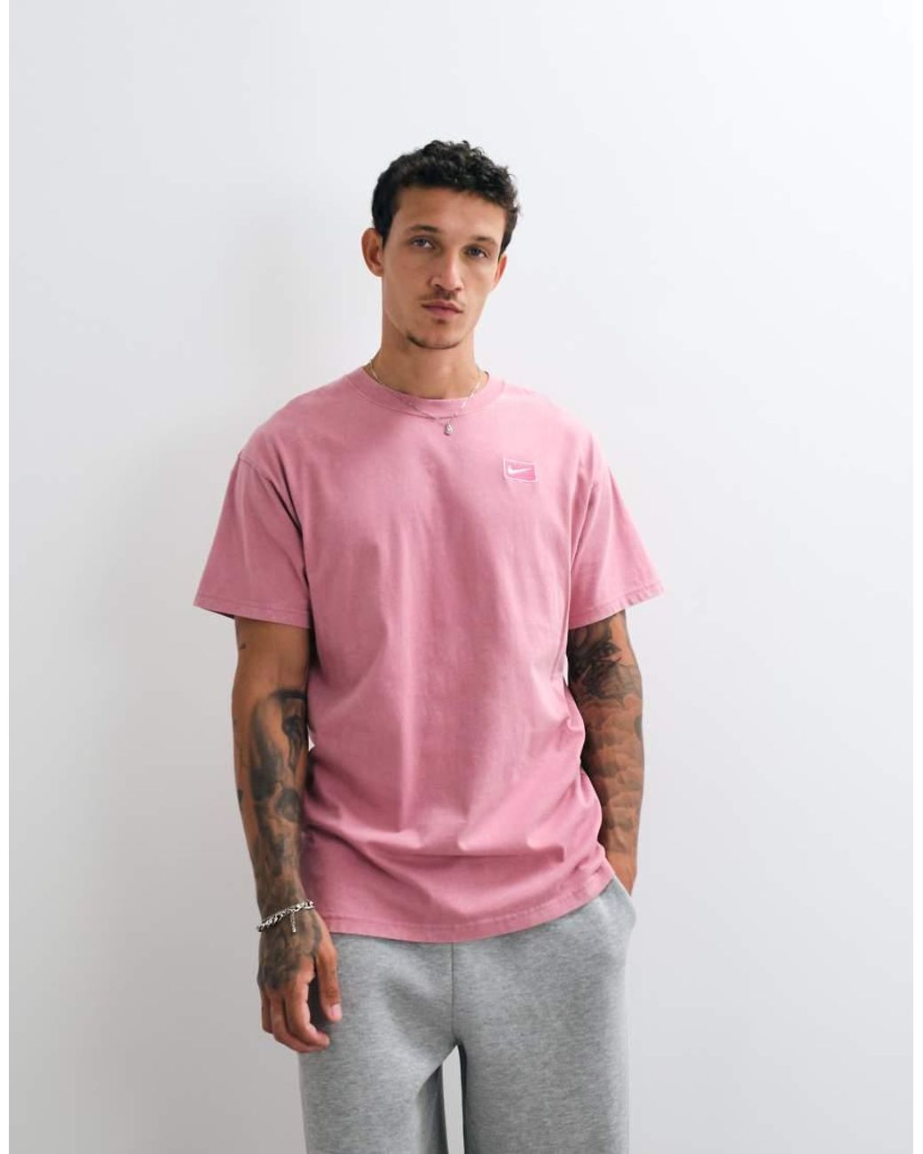 Nike Pink Street Large Bubble Logo Backprint Oversized T-shirt for men