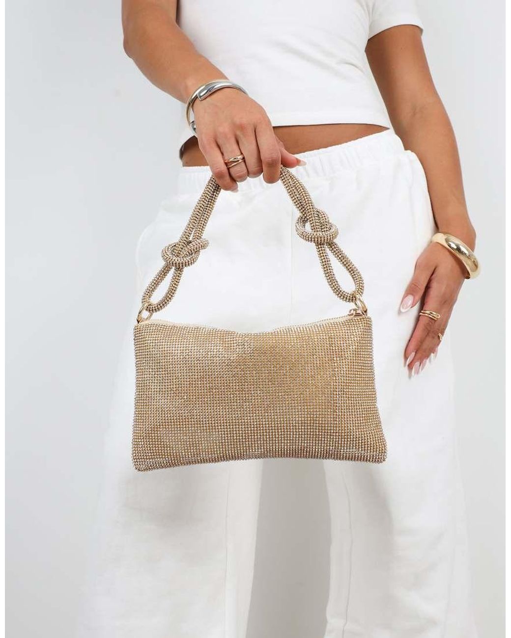 SIMMI Natural Talia Diamante Shoulder Bag