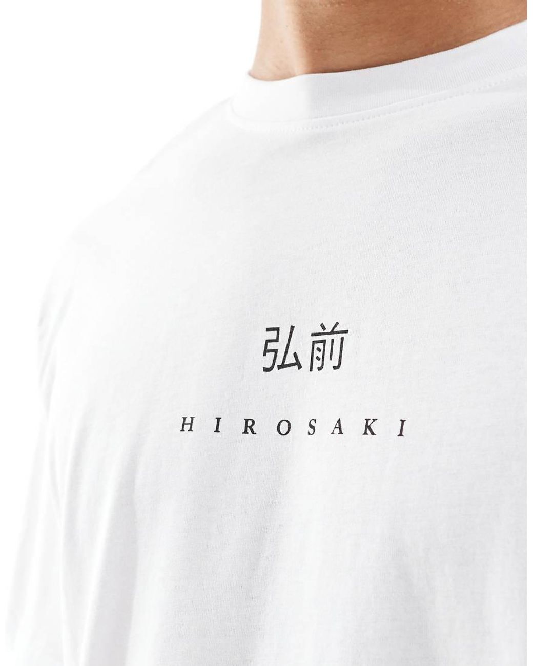 Only & Sons White Oversize Fit T-shirt With Hirosaki Back Print for men