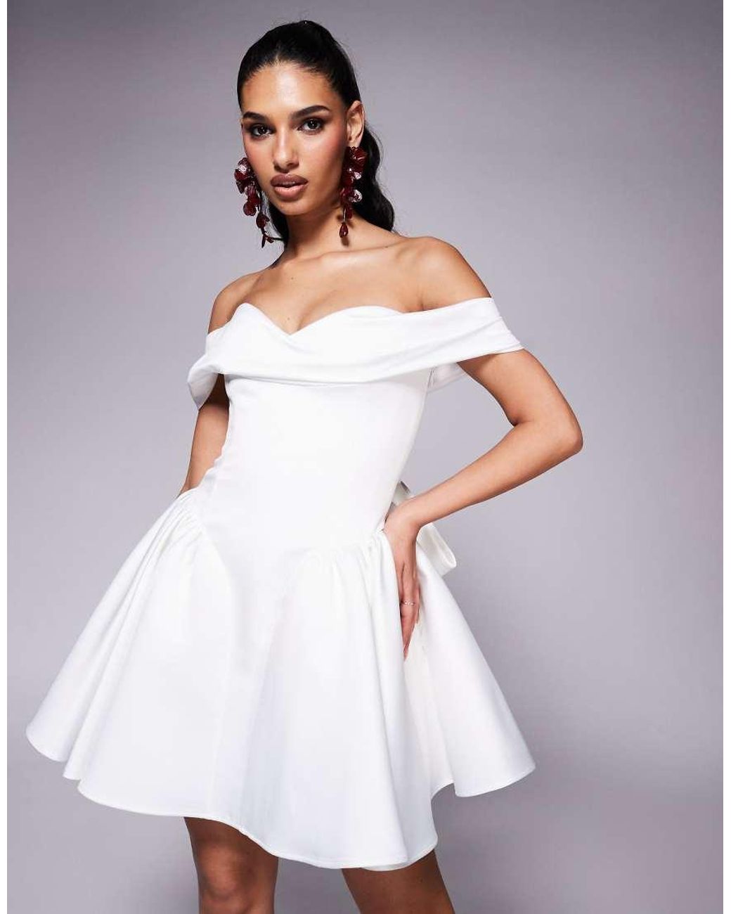 alice off the shoulder mini party dress in white Alice Dress
