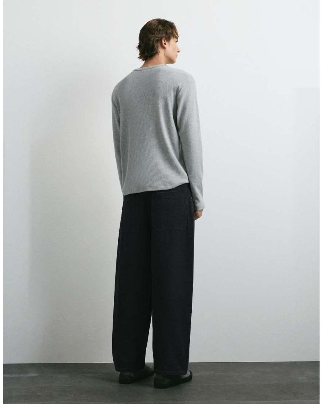 Pull&Bear Gray Barrel Jeans for men