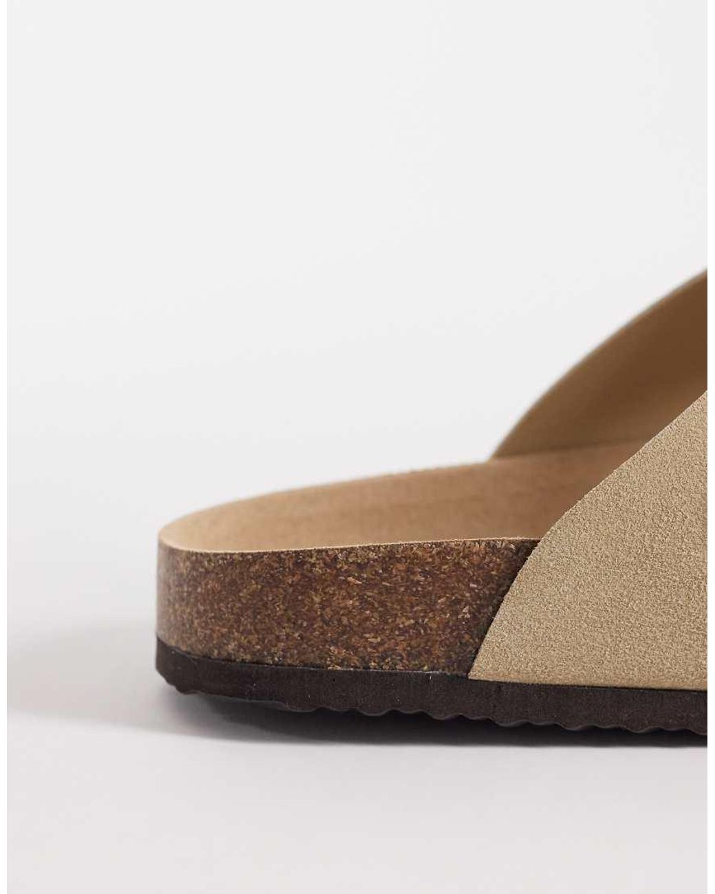 ASOS White Two Strap Sandals With Cork Sole for men