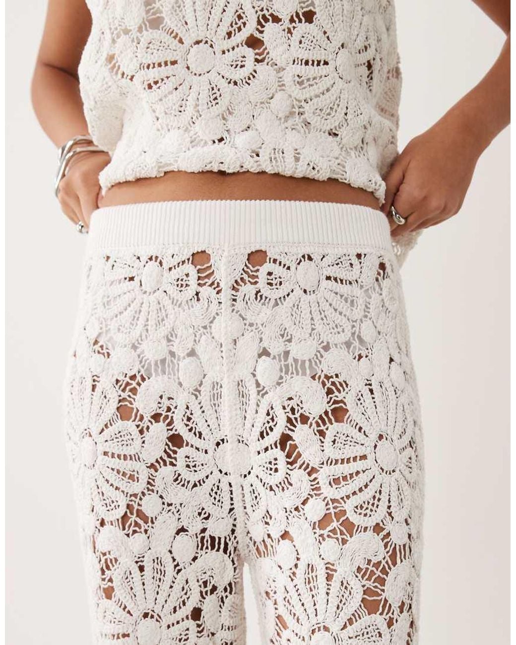 ASOS White Crochet Knit Pants