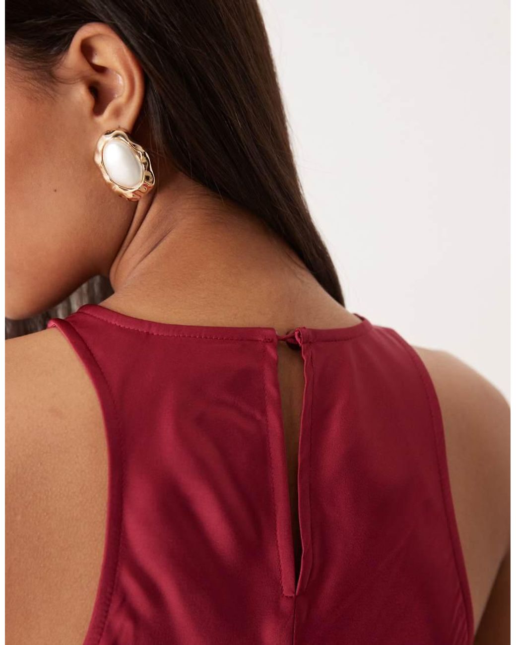 Vila Red Racer Satin Midaxi Dress