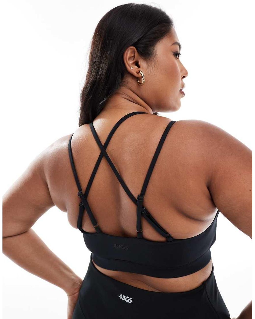 4505 Black Curve Icon Active High Support Sports Bra With Removable Padding And Adjustable Straps