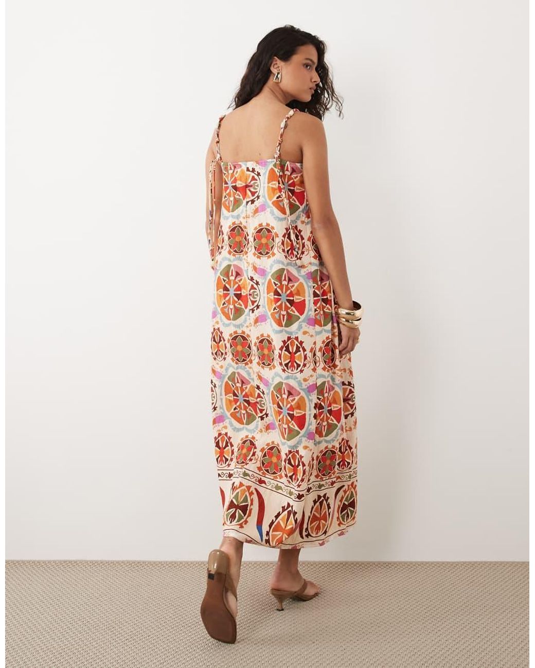 Vila Pink Beaded Strap Pleated Cami Maxi Dress