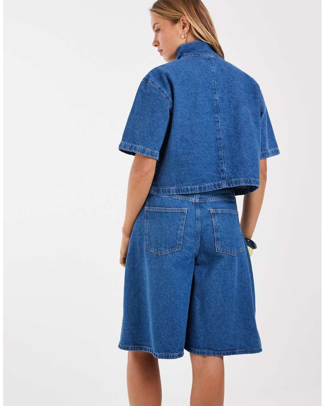 ASOS Blue Clean Waistband Oversized Jort