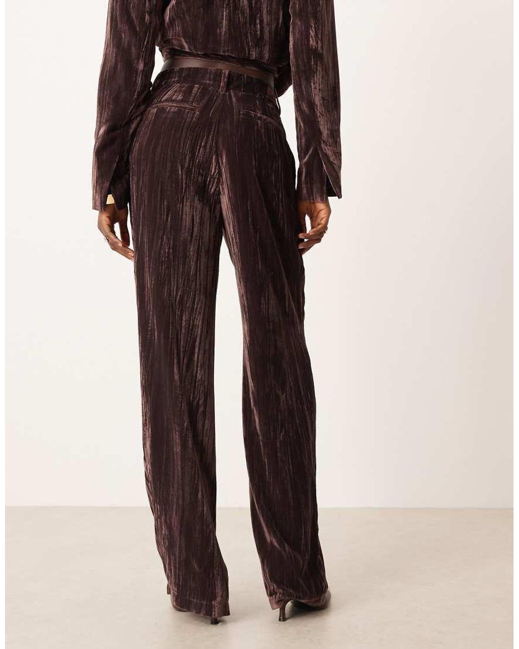 ASOS Brown Tailored Velvet High Waist Straight Leg Trousers Co-ord