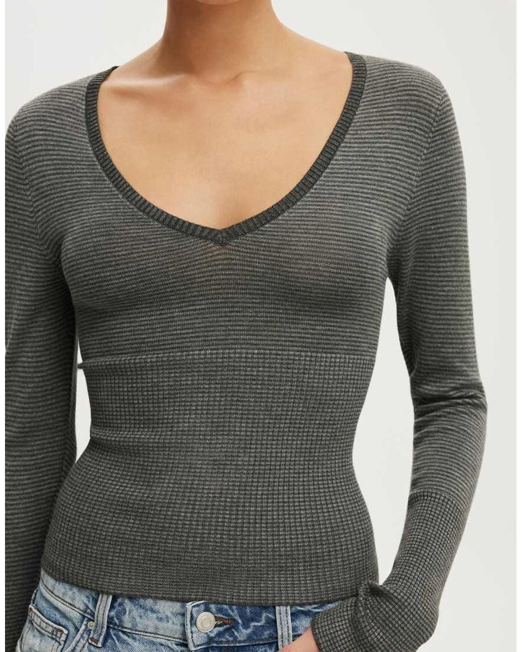 Cotton On Blue Close Knit V-Neck Top