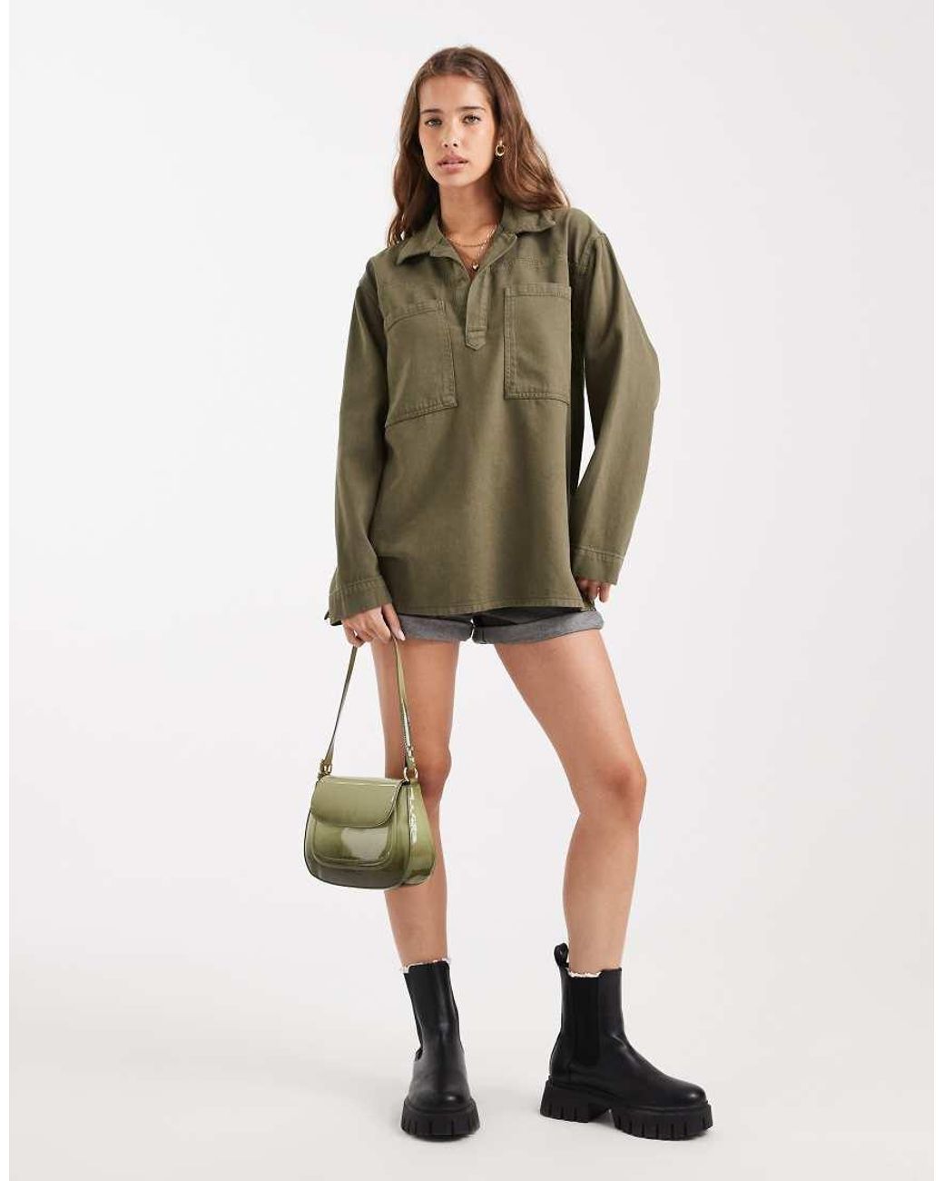 ASOS Green Denim Rugby Top